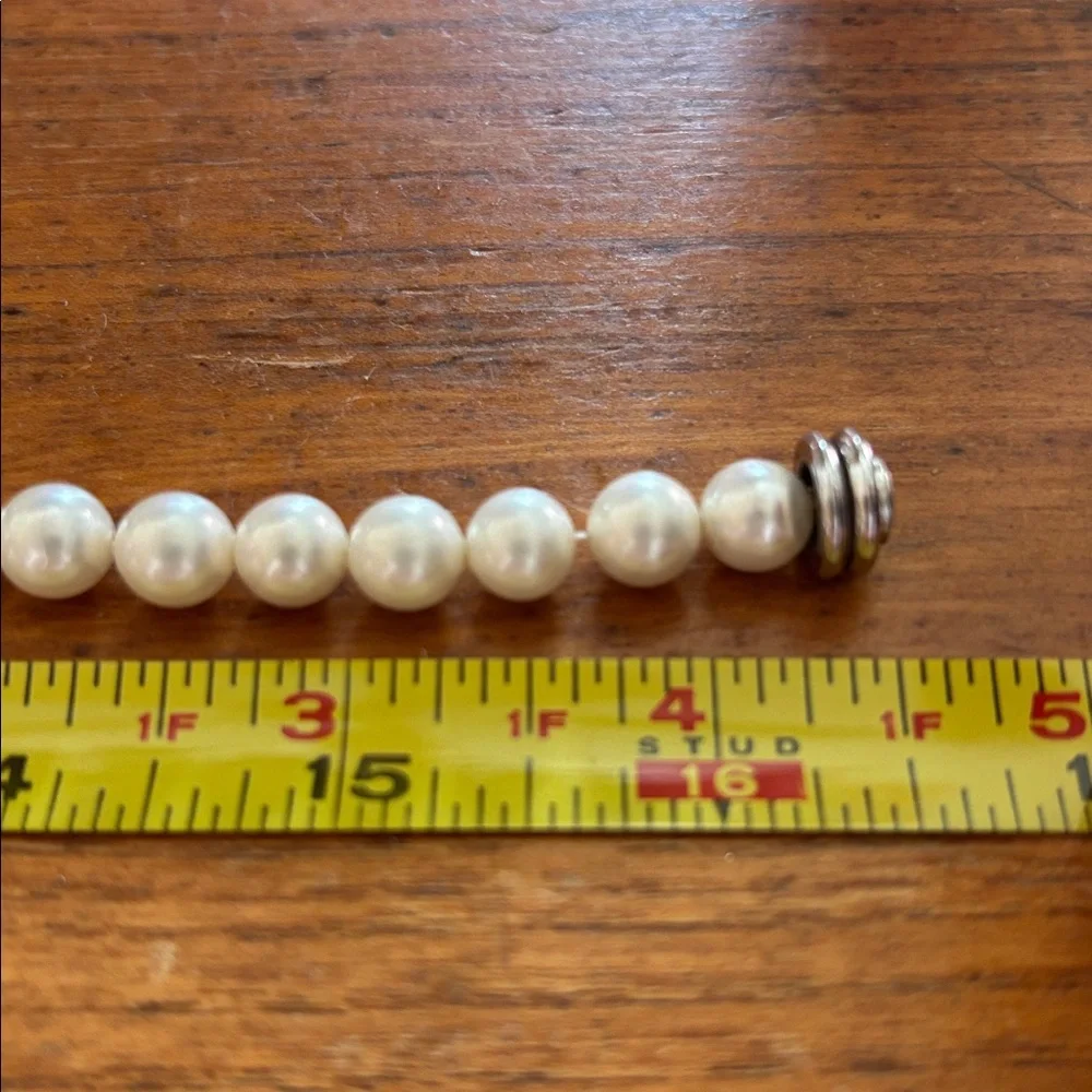 Judith Ripka faux pearl necklace with fitting for pendants and MOP Maltese cross